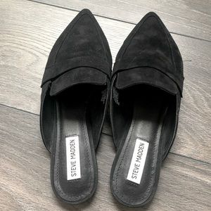 Steve Madden black suede mules